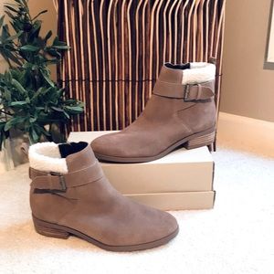 Sole Society Suede Booties with faux fur trim